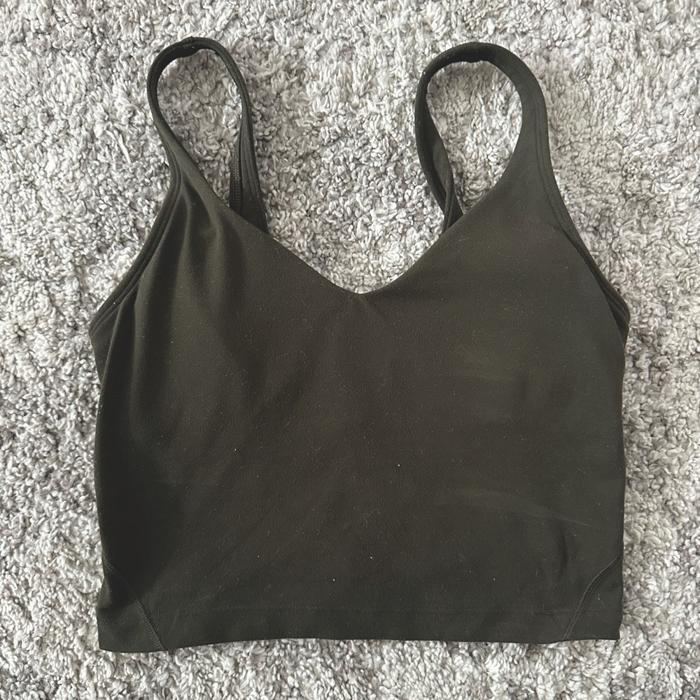 Lululemon womens army green crop workout top